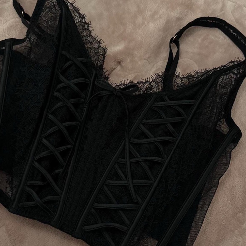 Victoria's Secret Black Lace Corset Bustier